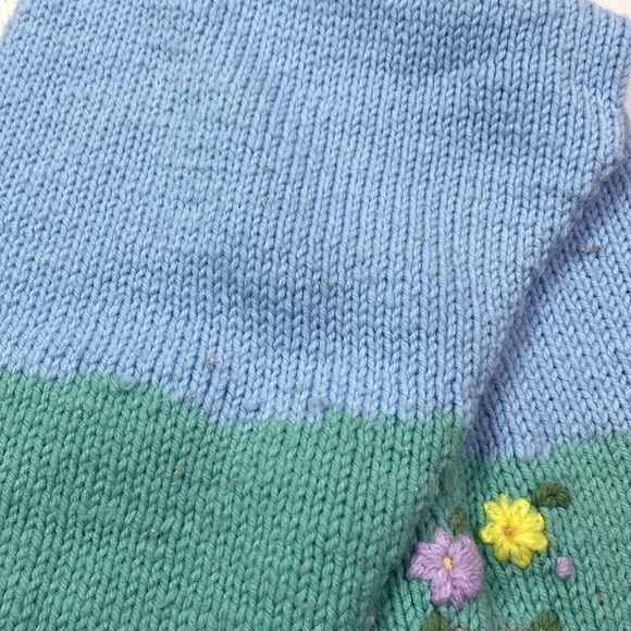 Vintage Easter Bunny Blue Knit Cottagecore Sweater Size Small - Picture 5 of 6